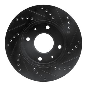 Hyundai Sonata Brake Rotor (1) - Front Left - R1 Concepts - Drilled & Slotted - Black - `01-`03